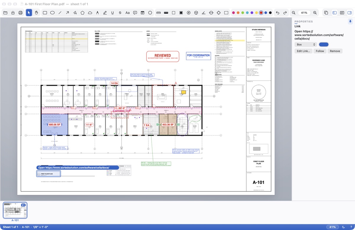 Links: Properties shows where a link goes, with Edit Link…, Follow and Remove