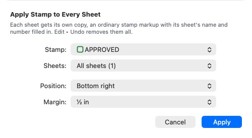 Apply Stamp to Every Sheet: the stamp, the sheets, the corner and the margin