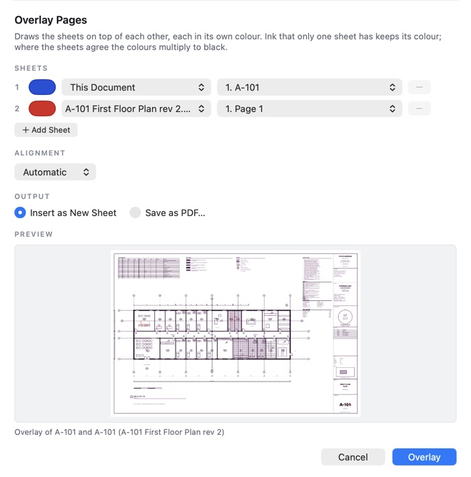 Overlay Pages: two issues of A-101, blue and red