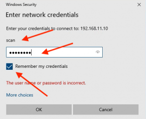 remember network credentials