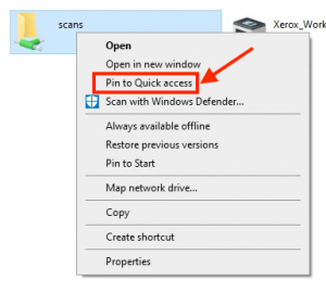 pin to quick access